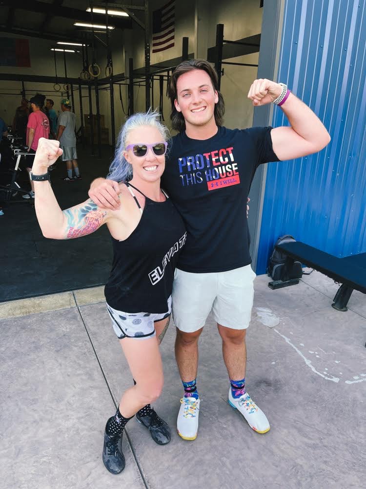 Woman and Man Flex Biceps
